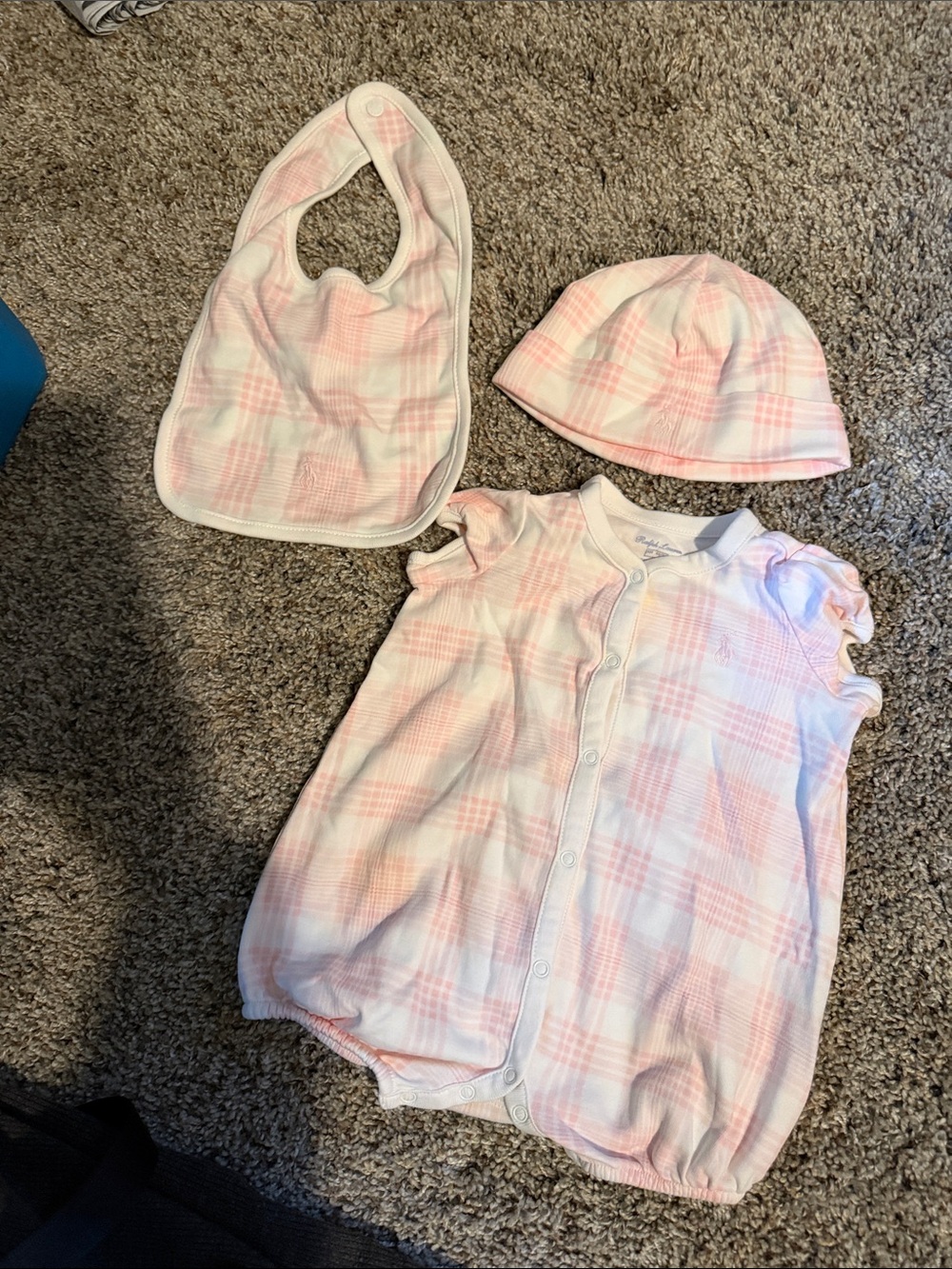 Ralph Lauren Baby Pink Plaid Layette Gift Set